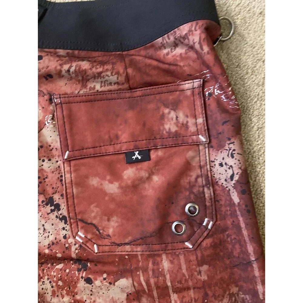 Affliction Vintage Y2K Skull Medallion Red Black Board Shorts Men’s Size 32